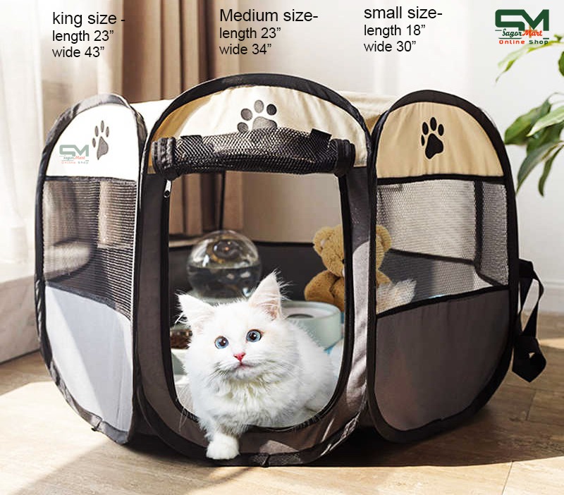 Picture of Portable Folding Pet Tent Dog House Octagonal Cage For Cat Tent Playpen Puppy Kennel Easy Operation Fence Outdoor Big Dogs House