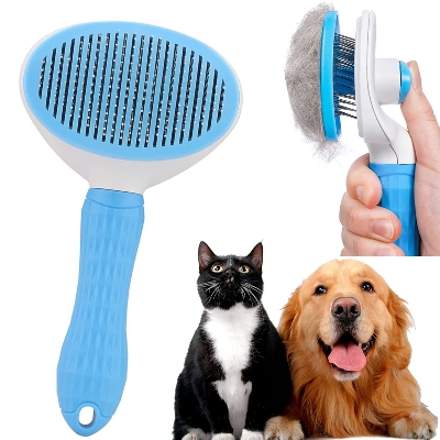 Picture of Self Cleaning Slicker Brush, Pet Grooming Shedding Brush for Dogs and Cats - Easy to Remove Loose Undercoat, Pet Massaging Tool Suitable for Pets with Long or Short Hair multi