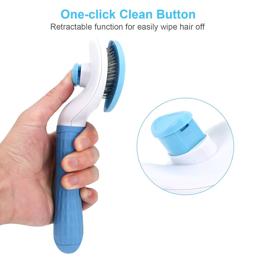 Picture of Self Cleaning Slicker Brush, Pet Grooming Shedding Brush for Dogs and Cats - Easy to Remove Loose Undercoat, Pet Massaging Tool Suitable for Pets with Long or Short Hair multi