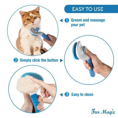 Picture of Self Cleaning Slicker Brush, Pet Grooming Shedding Brush for Dogs and Cats - Easy to Remove Loose Undercoat, Pet Massaging Tool Suitable for Pets with Long or Short Hair multi