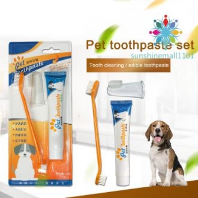 Picture of Pet Dog Cat Vanilla/Beef Flavor Toothpaste Toothbrush Oral Hygiene Health Care
