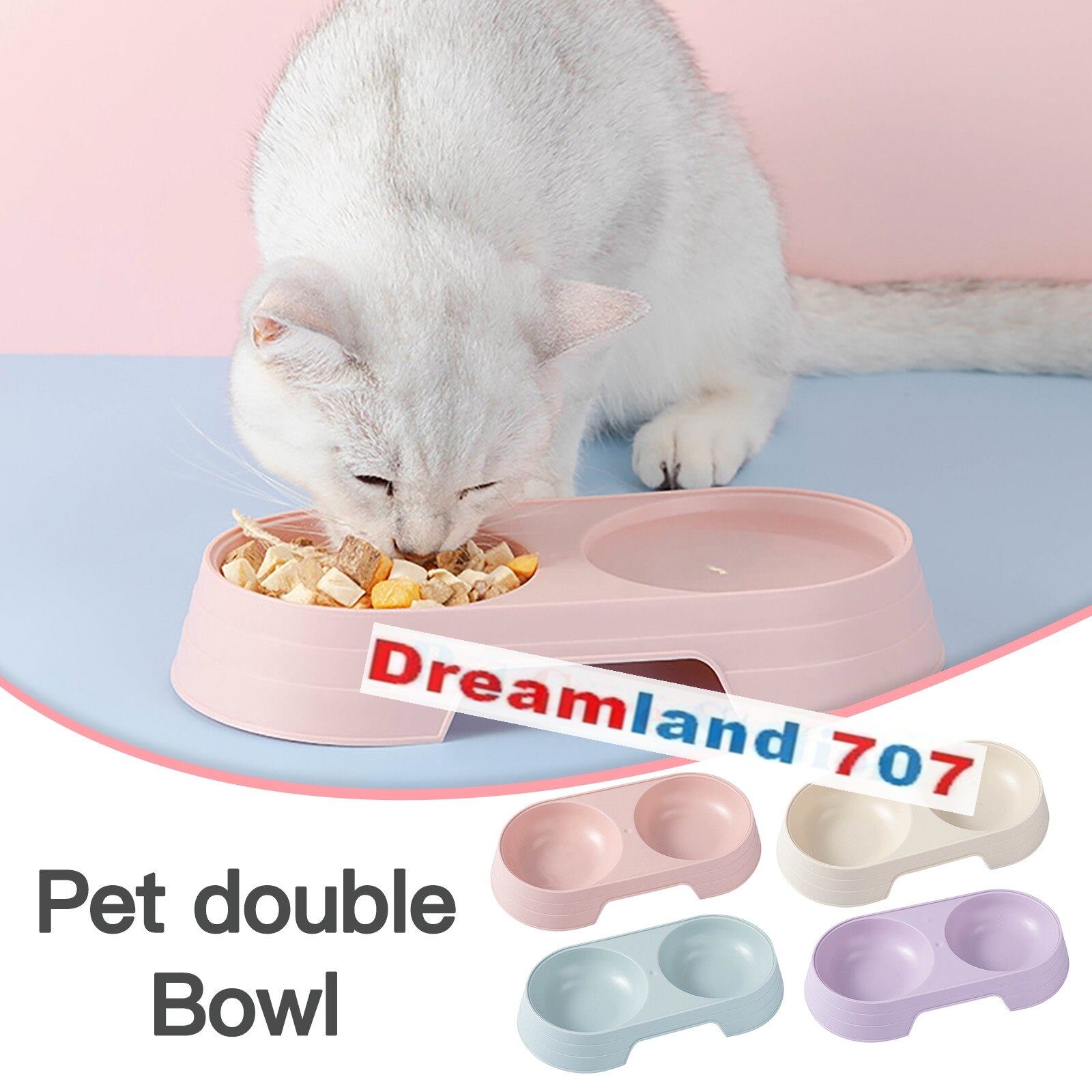 Picture of 1Pc Cheap Candy Color Plastic Pet Double Bowls Creative Non-Slip Bowl Pet Food Water Feeder Dog Cat Bowl Pet Feeding Supplies