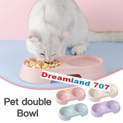 Picture of 1Pc Cheap Candy Color Plastic Pet Double Bowls Creative Non-Slip Bowl Pet Food Water Feeder Dog Cat Bowl Pet Feeding Supplies