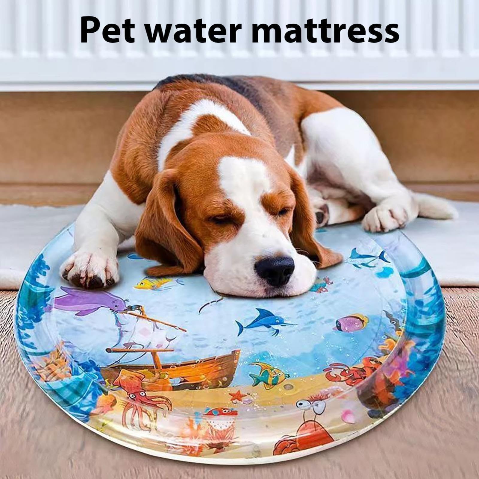 Picture of Summer Cooling Pet Water Bed Ice Pad Sleeping Round Mat For Puppy Dogs Cats Pet Kennel Cool Cold Water Sensory