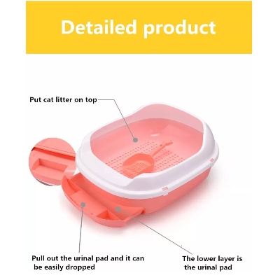 Picture of Emily Pets Cat Litter Box Pet Cat Toilet I Semi-Enclosed Litter Box I High Fence I Detachable Tray Outdoor or Indoor Dog Potty,Free Catnip and Free Spoon(Pack of 3)