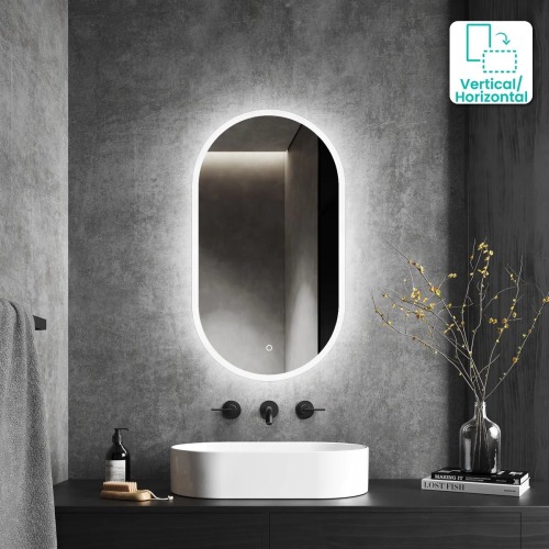 Picture of Premium Quality & Customizable LED Lighting, High Intensity LED Touch Mirror - Oval - Crystal - 18x30 Inch