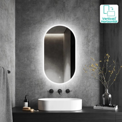 Picture of Premium Quality & Customizable LED Lighting, High Intensity LED Touch Mirror - Oval - Copper Free - 18x30 Inch