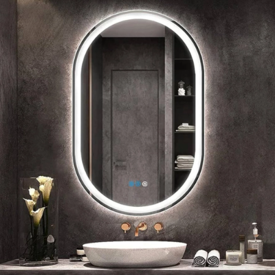 Picture of Premium Quality & Customizable LED Lighting, High Intensity LED Touch Mirror - Oval - Crystal - 18x30 Inch