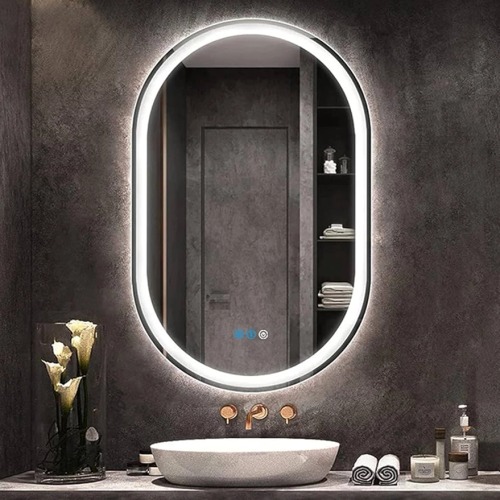 Picture of Premium Quality & Customizable LED Lighting, High Intensity LED Touch Mirror - Oval - Copper Free - 18x30 Inch