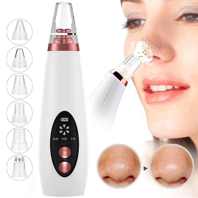 Picture of Electric Rechargeable Vacuum System Acne Blackhead Remover Extractor With 6 Suction Head Beauty Machine For Skin Care - Black Head Remover