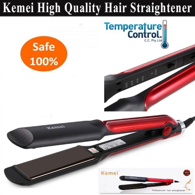 Picture of Kemei KM 531 Professional Hair Straightener Wet Dry Ceramic Coating Electric Hair Straightener Fast Heating Styling Tool Black Red - Hair Straightener - Hair Straightener