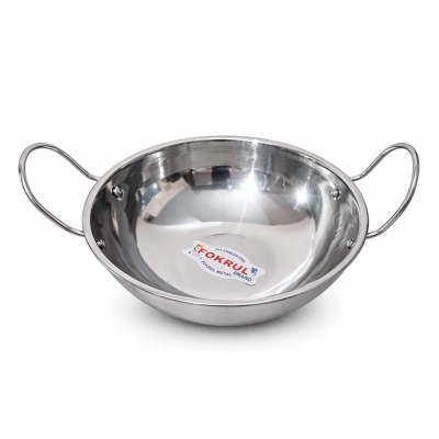 Picture of Steel cooking  Kadai/ stainless steel  strong and long lasting Korai / Inferred and Induction stove korai/ Gas Stove korai  (Silver)