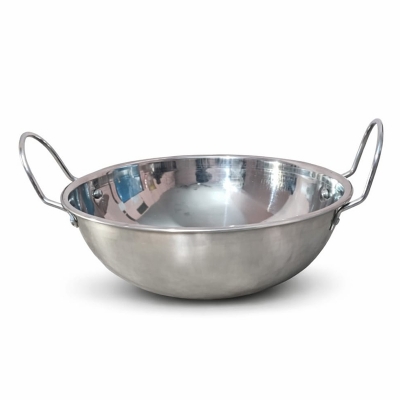 Picture of Steel cooking  Kadai/ stainless steel  strong and long lasting Korai / Inferred and Induction stove korai/ Gas Stove korai  (Silver)