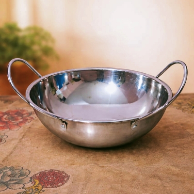 Picture of Steel cooking  Kadai/ stainless steel  strong and long lasting Korai / Inferred and Induction stove korai/ Gas Stove korai  (Silver)