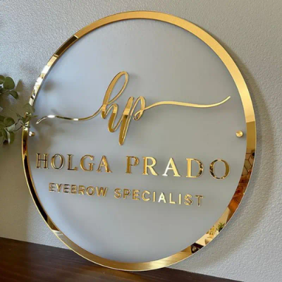 Picture of Custom Logo Business Neon Lights, Acrylic Decoration Office Door Sign, Wall Sign 3D Plaques for Hair Studio - Clear - 24x24 Inch