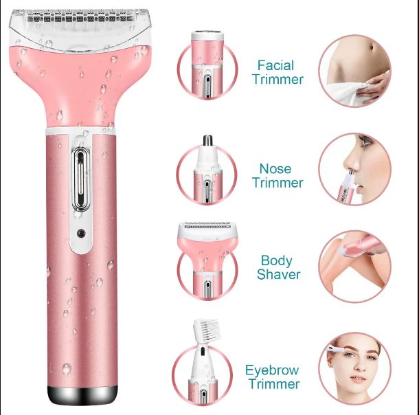 Picture of Kemei KM-6637 Multifunctional 4 in 1 Rechargeable woman body shaver Beard Eyebrow, Nose Trimmer set Female Electric shaver