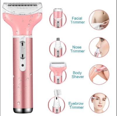 Picture of Kemei KM-6637 Multifunctional 4 in 1 Rechargeable woman body shaver Beard Eyebrow, Nose Trimmer set Female Electric shaver