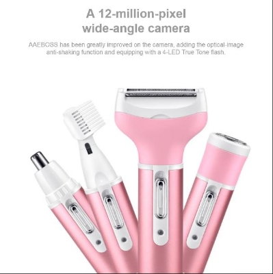 Picture of Kemei KM-6637 Multifunctional 4 in 1 Rechargeable woman body shaver Beard Eyebrow, Nose Trimmer set Female Electric shaver