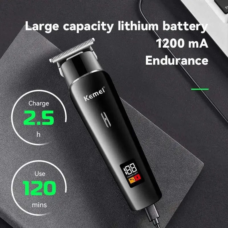 Picture of Kemei KM-1113 LED  Rechargeable Hair Trimmer USB Low Noise Professional Cordless Portable Men's Hair Cut Clipper