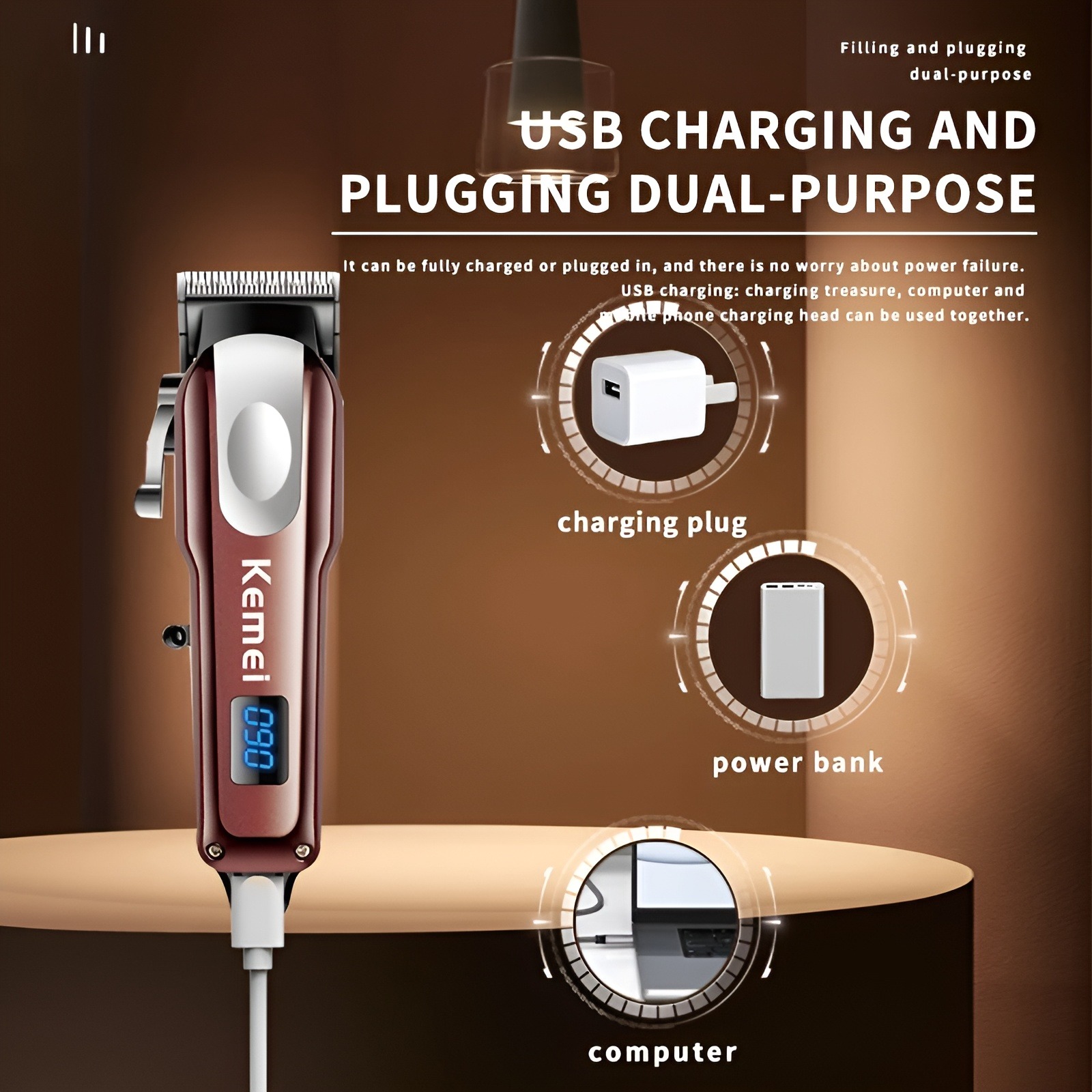 Picture of Kemei KM-233: Rechargeable Hair & Beard Trimmer