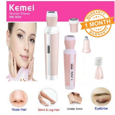 Picture of Kemei Km-3024 Multifunctional 4 In 1 Rechargeable Face, Eyebrow, Nose, & Lady Shaver for Women