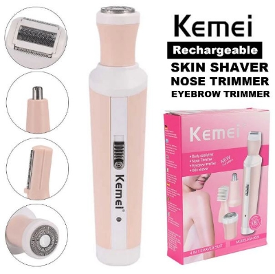 Picture of Kemei Km-3024 Multifunctional 4 In 1 Rechargeable Face, Eyebrow, Nose, & Lady Shaver for Women