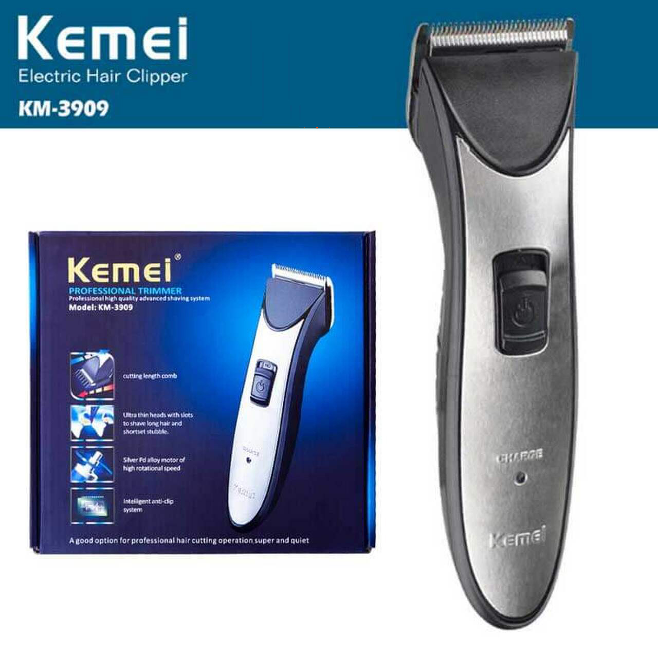 Picture of Kemei KM-3909 Professional Rechargeable Cordless Hair Beard Trimmer Clipper Shaver for Men