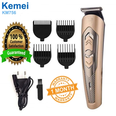 Picture of Kemei KM-756 Hair Trimmer and Beard Trimmer 4 size Comb Gold.