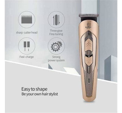 Picture of Kemei KM-756 Hair Trimmer and Beard Trimmer 4 size Comb Gold.
