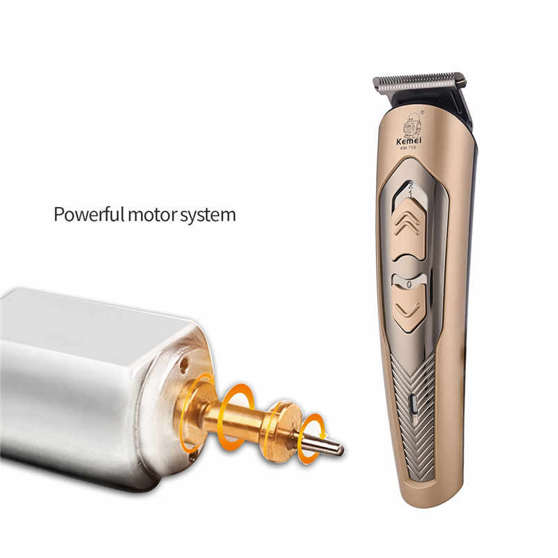 Picture of Kemei KM-756 Hair Trimmer and Beard Trimmer 4 size Comb Gold.
