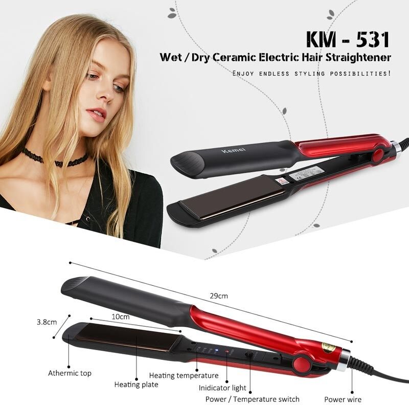 Picture of Kemei KM-531 Professional Hair Straightener - Black and Red