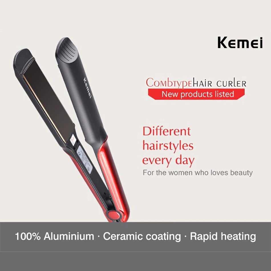 Picture of Kemei KM-531 Professional Hair Straightener - Black and Red