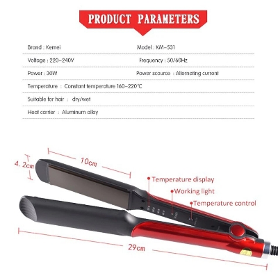 Picture of Kemei KM-531 Professional Hair Straightener - Black and Red