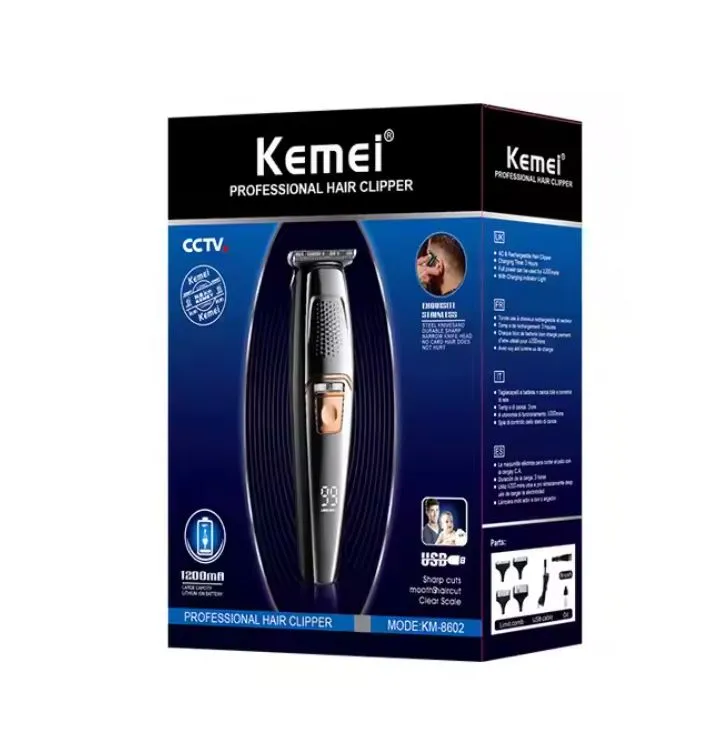 Picture of Kemei KM-8602 USB rechargeable hair clipper haircut machine beard trimmer LCD display men' & Women trimmer.