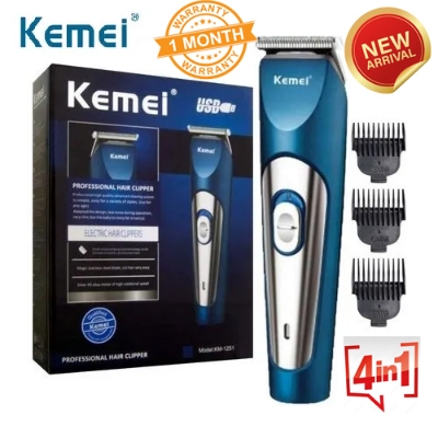 Picture of Kemei KM-1251 Rechargeable 3 clipper Hair and Beard Trimmer for Men