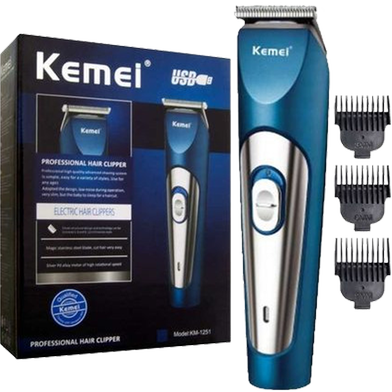 Picture of Kemei KM-1251 Rechargeable 3 clipper Hair and Beard Trimmer for Men