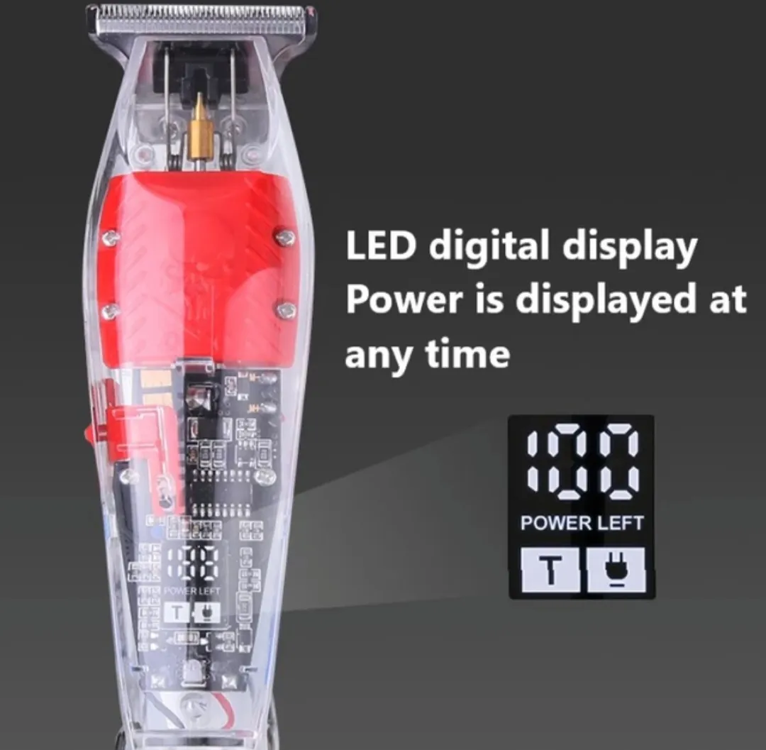 Picture of Kemei Km-NG204 Full transparent Digital meter Hair and Beard Trimmer with fast charging for men - Trimmer