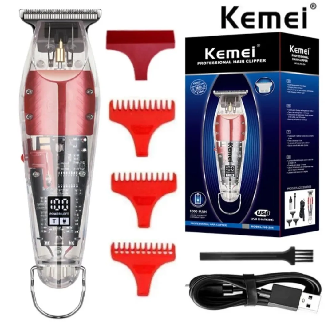 Picture of Kemei Km-NG204 Full transparent Digital meter Hair and Beard Trimmer with fast charging for men - Trimmer