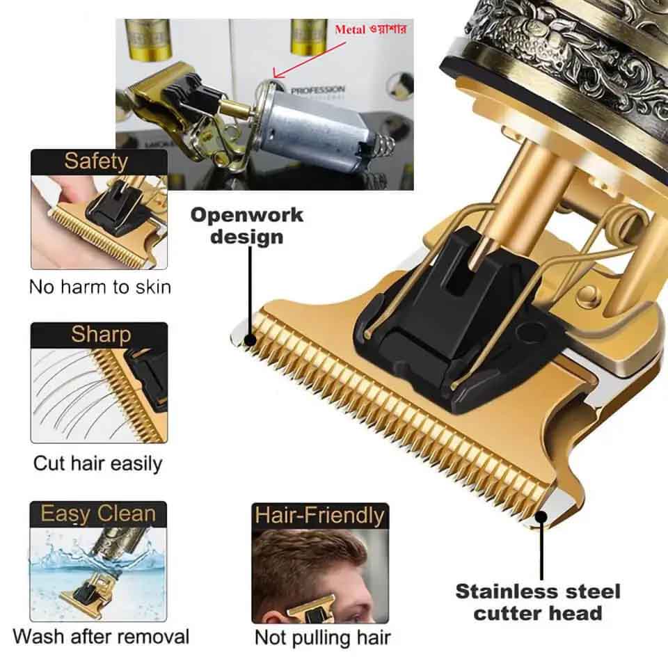 Picture of T9 Vintage Double battery with Rechargeable Hair Clipper Trimmer metal body For Men and Women