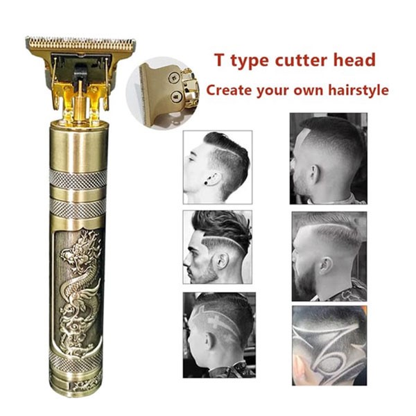 Picture of T9 Vintage Double battery with Rechargeable Hair Clipper Trimmer metal body For Men and Women