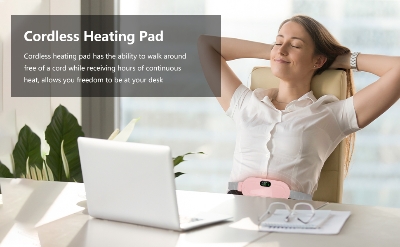 Picture of Heating Pad for Period Cramps, Fast Heating Pad with 6 Heat Levels and 6 Massage Modes, Portable Cordless Menstrual Heating Pad, Back or Belly Period Massager for Women and Girls