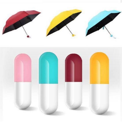 Picture of Mini Folding Capsule Umbrella with capsule case-solid color - Red