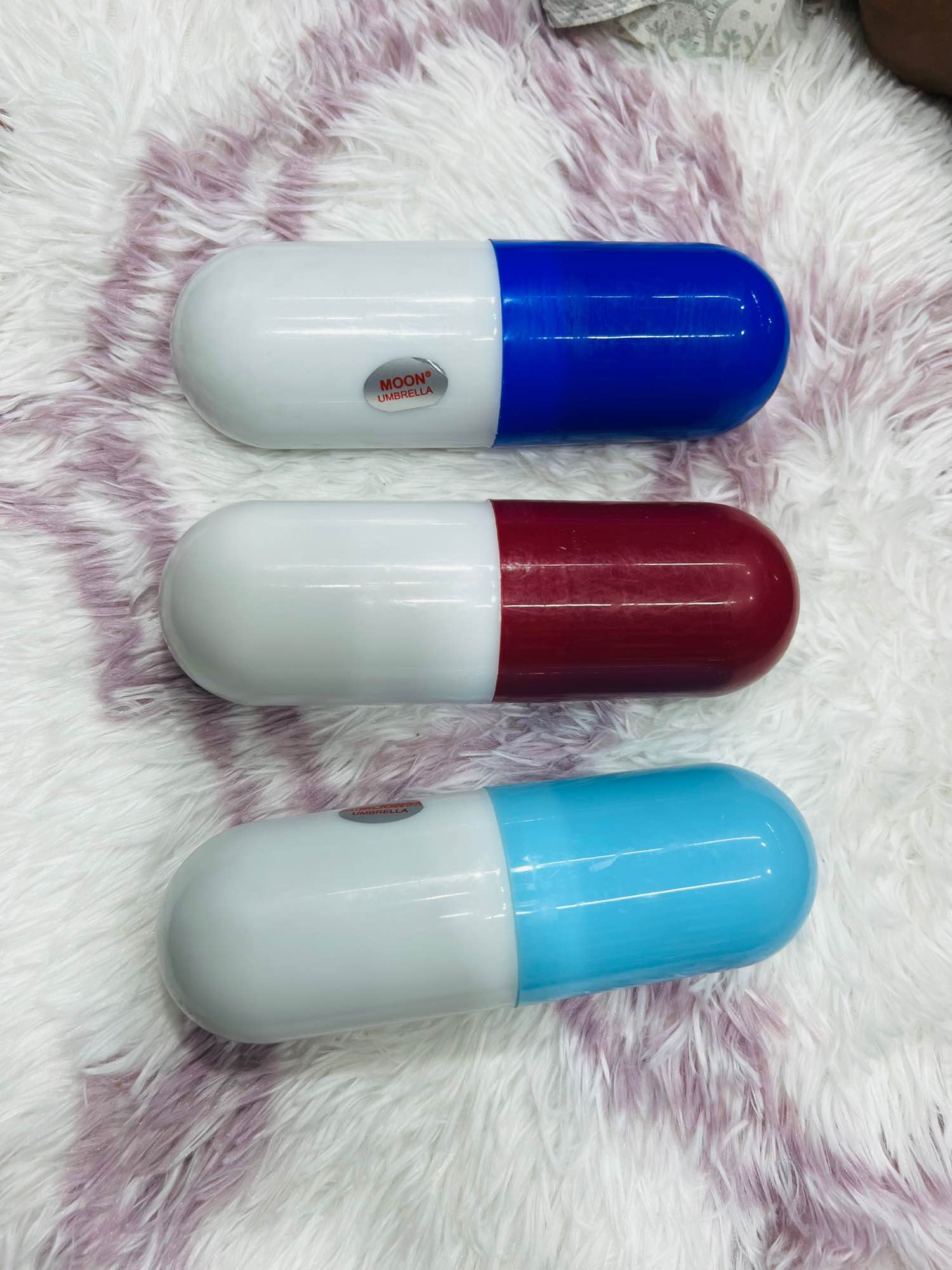 Picture of Mini Folding Capsule Umbrella with capsule case-solid color - Red