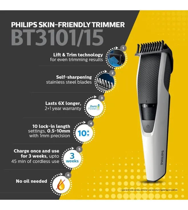 Picture of Philips BT3101/15 Beard Trimmer Series 3000 for Men