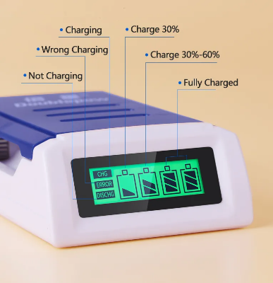 Picture of Doublepow K209 Fast Charging Charger with LED Display For 1.2V AA/AAA Size Ni-MH/Ni-Cd Rechargeable Battery with US 2-Pin Cable Plug Connector - 1 Piece