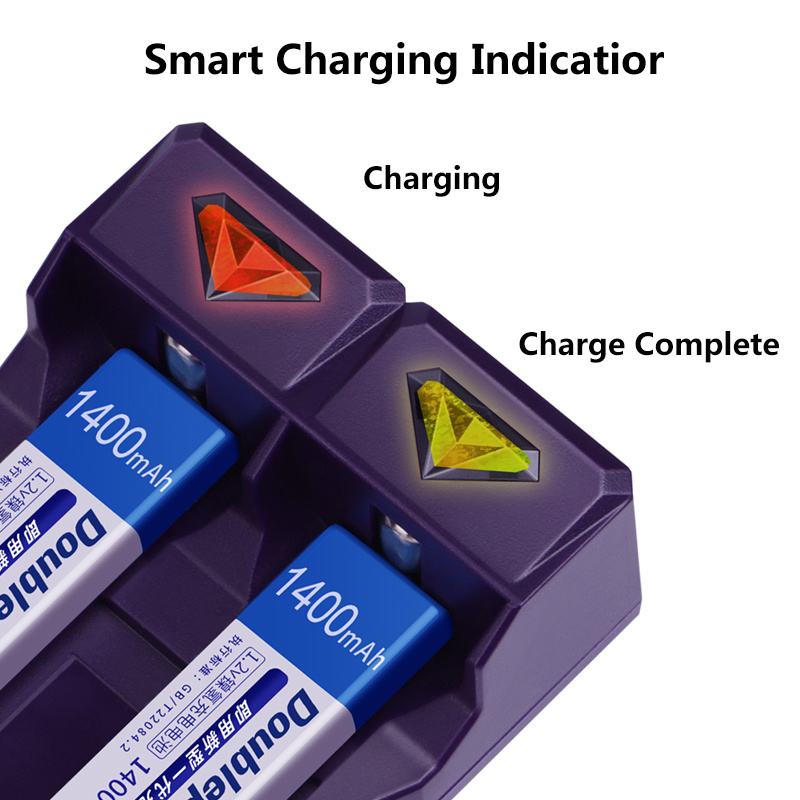 Picture of Doublepow UK201 1.2V Ni-Cd/Ni-MH Battery Fast Charger with Full Charge Indication Facility for Rechargeable 1.2V AA/AAA & 7/5 F6 Chewing Gum Stick/Gumstick for SONY MiniDiscs and Walkmans - 1 Piece