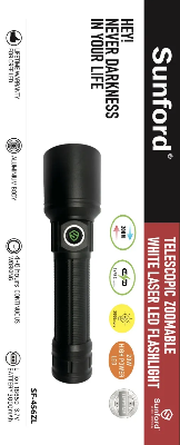 Picture of Telescopic Zoomable Flashlight with 20W High Powered White LASER LED Zoom Torch / Flash Light - 1 Piece