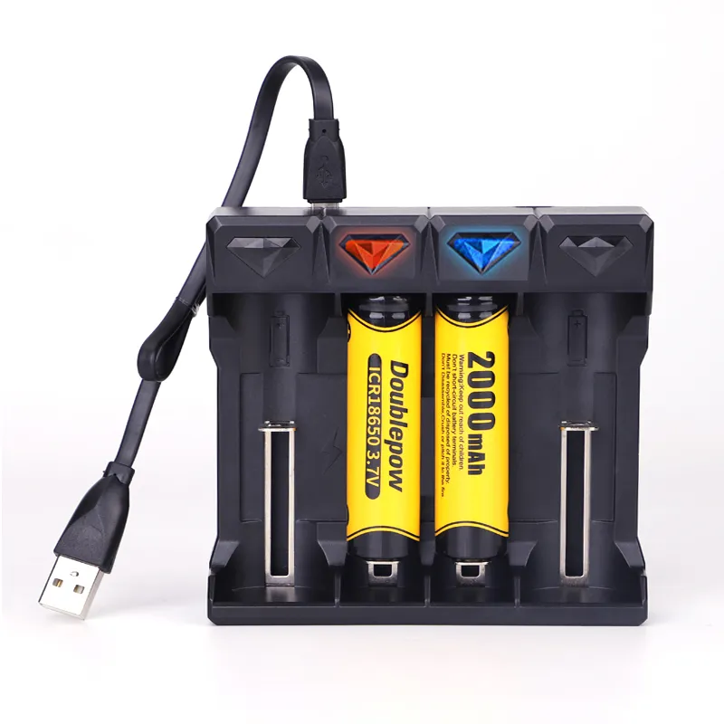 Picture of Doublepow UK41 4-Bay 3.7V Li-ion Battery Intelligent Smart Fast Charger With Full Charge Indication Facility Micro USB Powered Charger for 18650/18500/21700/26650/16340/14500/10440 etc Model Batteries - 1 Piece