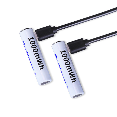 Picture of Doublepow AAA Size 1.5V 1000mWh High Capacity Li-ion Rechargeable Battery with Built-in Micro USB Charging Port & LED Indicator Facility (2 Pieces Pack) - High-Energy Replacement for Dry Cells 1.5V AAA Solutions - 2 Pieces