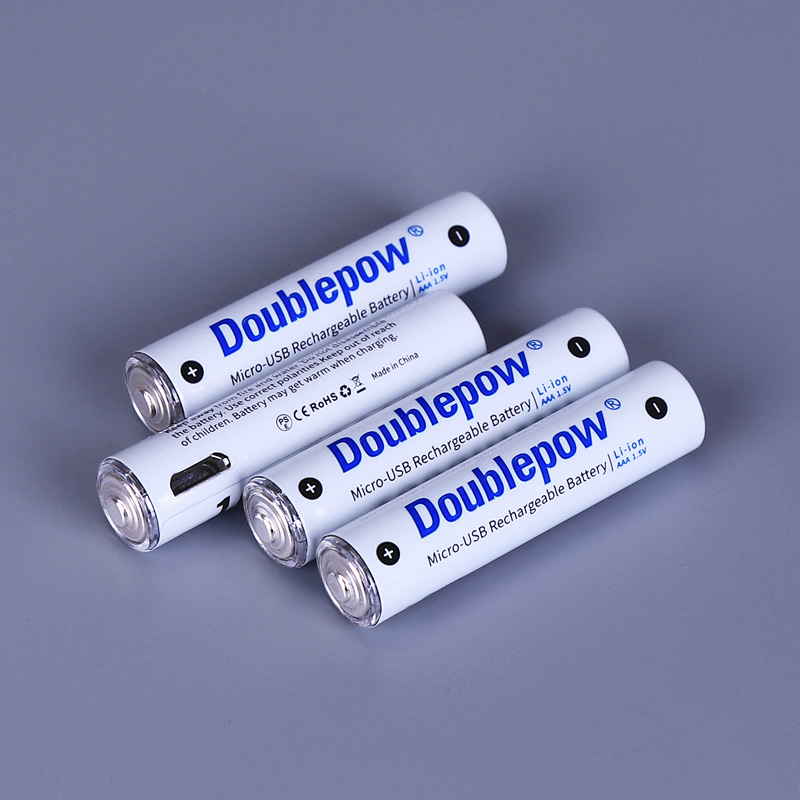 Picture of Doublepow AAA Size 1.5V 1000mWh High Capacity Li-ion Rechargeable Battery with Built-in Micro USB Charging Port & LED Indicator Facility (2 Pieces Pack) - High-Energy Replacement for Dry Cells 1.5V AAA Solutions - 2 Pieces